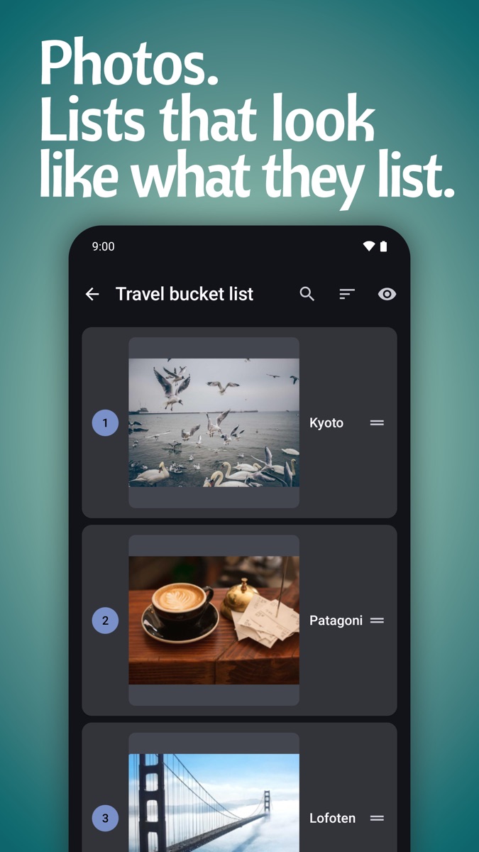 A ranked travel list with a large photo on every item